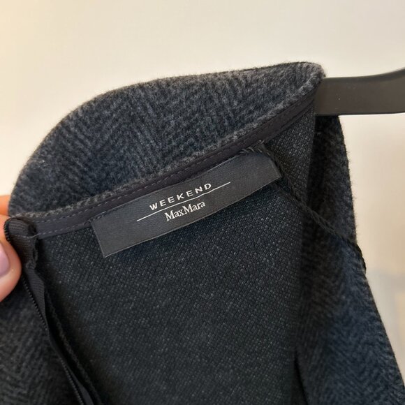 Weekend Max Mara Giglio Wrap Herringbone Grey Sheath Midi Dress Size M - Picture 6 of 7